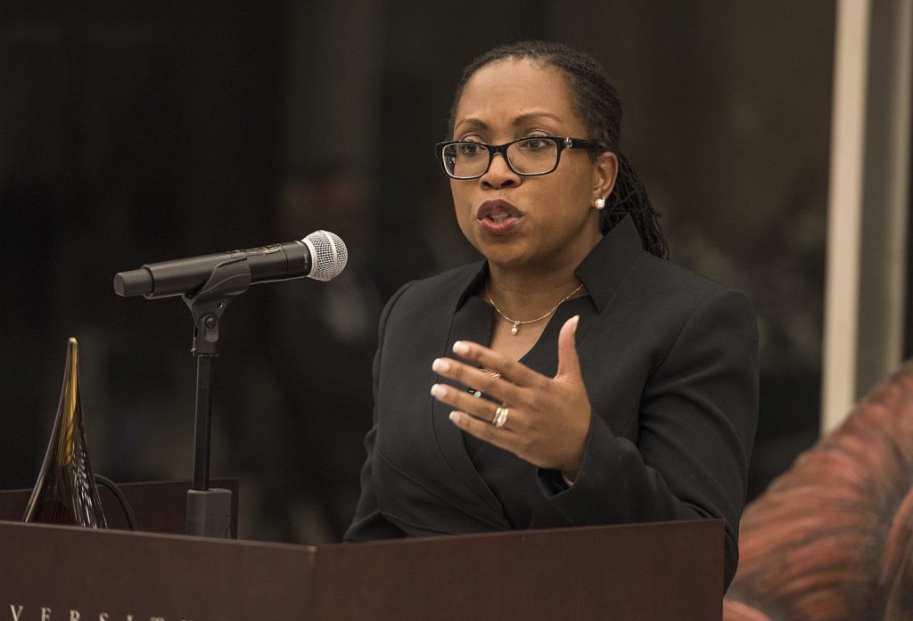 Judge Ketanji Brown Jackson, honoree at the Third Annual Judge James B. Parsons Legacy Dinner, February 24, 2020, University of Chicago Law School. Photographer Lloyd DeGrane.